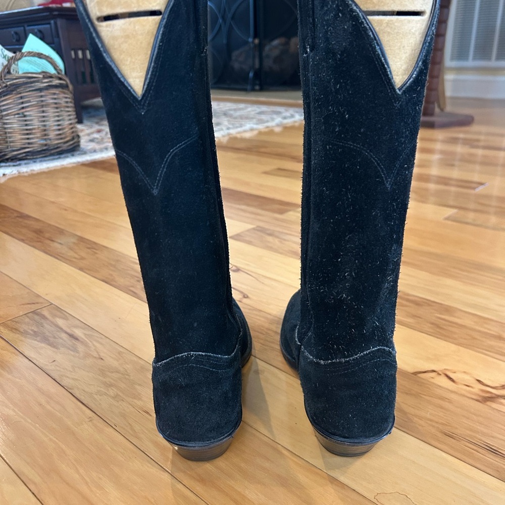 Vintage Nocona Black Suede Cowboy Boots | Women’s Size 7B | Made in USA Western - Picture 15 of 16